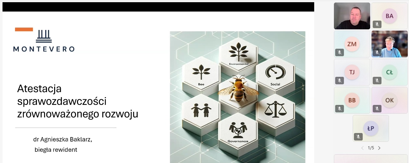 Zrzut ekranu z prowadzonego webinaru